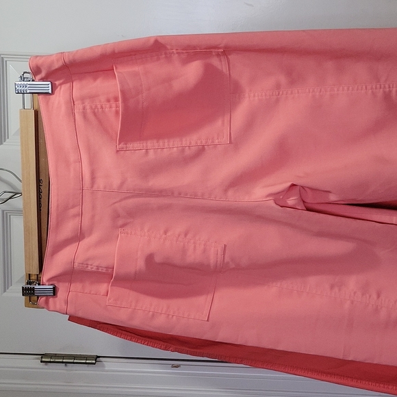 NWOT FIBERS by Barbara Lesser Peachy Pink Capri Crop Pants Size 10 - Picture 4 of 10